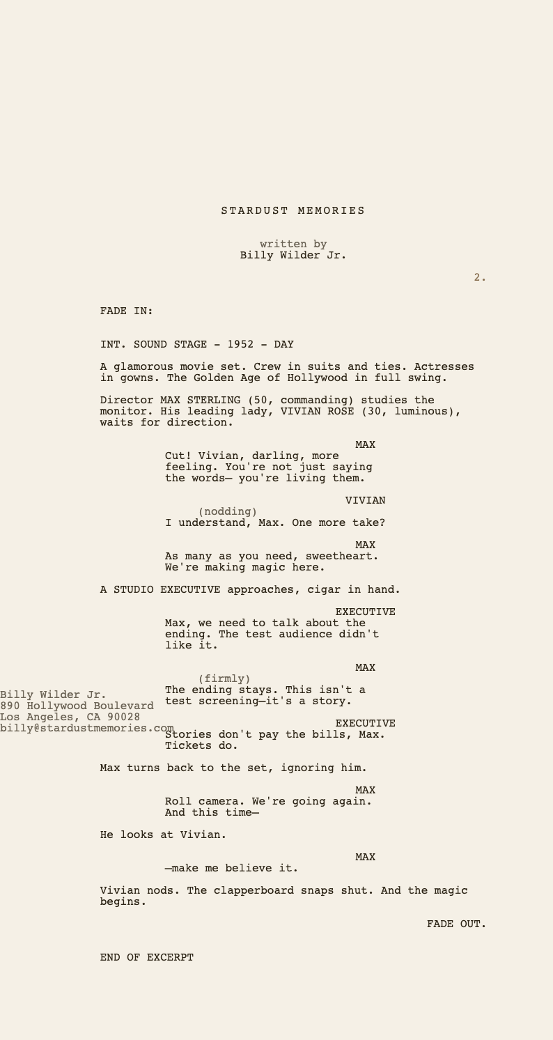 Golden age screenplay